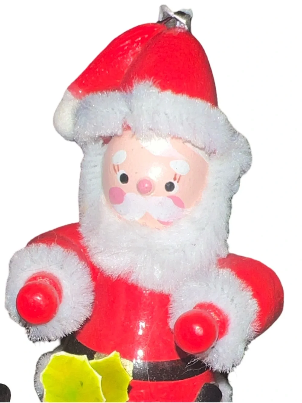 Vtg 1983 Kurt Adler Santa Claus Riding Bicycle Wooden Christmas Ornament